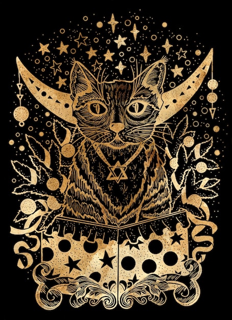 ギフトボックスに座っている可愛い猫のスタイルのグランジイラスト