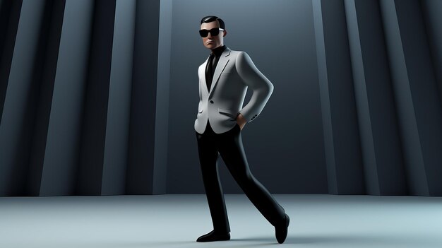 Photo stylish 2d3d male eps model with dark glasses intense lighting film noirinspired