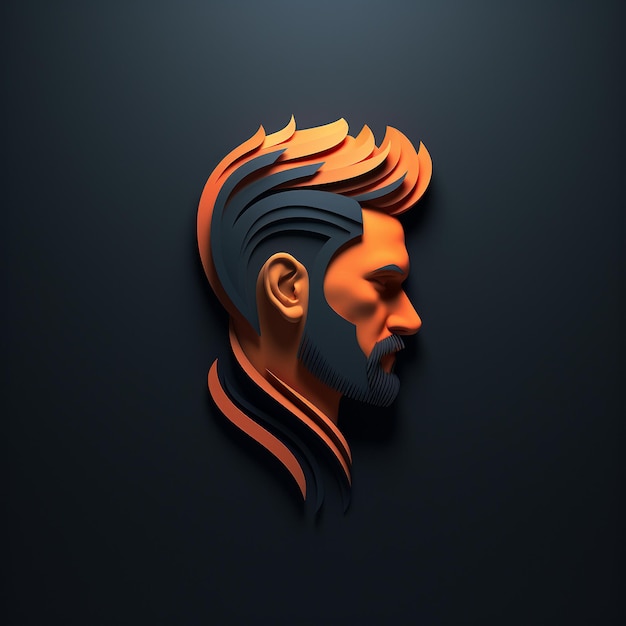 a stylish 3d men hair logo