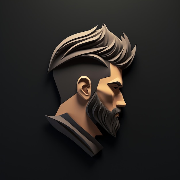 a stylish 3d men hair logo