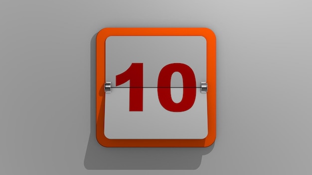 Стильный 3D-рендеринг календаря десятого дня. 3d иллюстрация 10 дней недели или праздников и событий. Слайд номер десять.