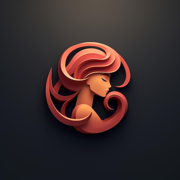 a stylish 3d women hair logo