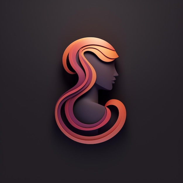 a stylish 3d women hair logo