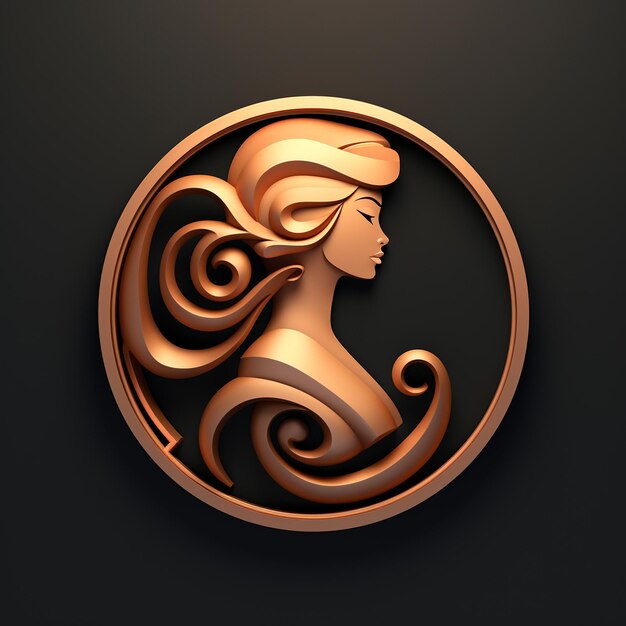 a stylish 3d women hair logo