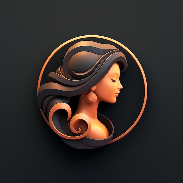 стильный 3D логотип женских волос