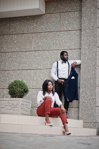 Stylish african american couple in formal wear Romantic couple in love dating