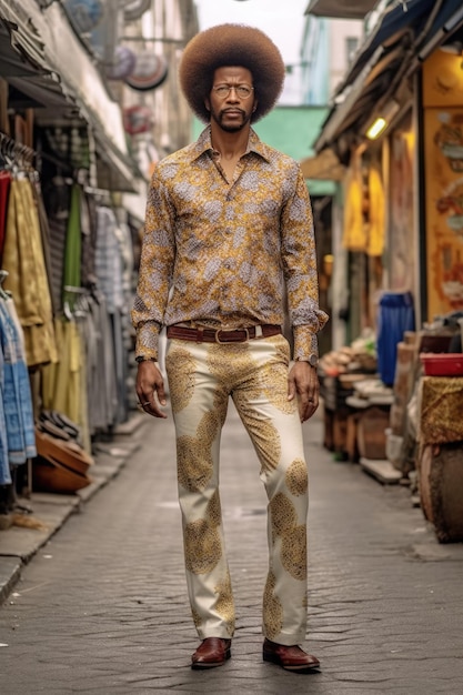 Photo stylish african man with afro and cool aura