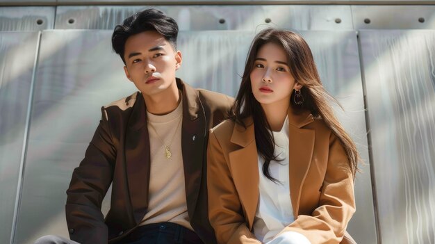 Stylish Asian Couple in Chic Fashion Portrait