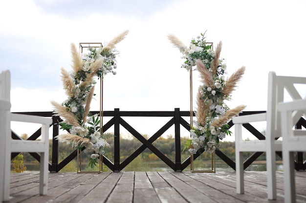 Photo stylish autumn decoration for a wedding ceremony