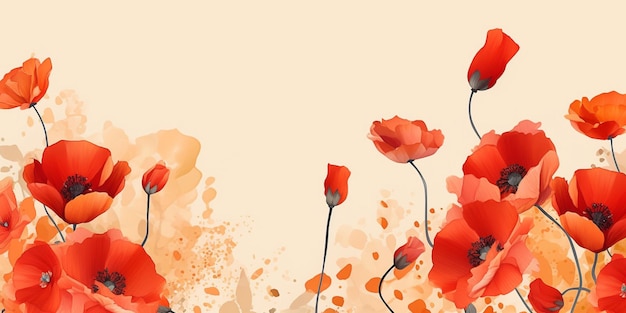 Stylish background with Poppy Flowers generative ai