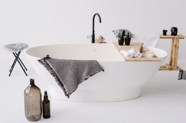 stylish bathroom and beautiful oval bath
