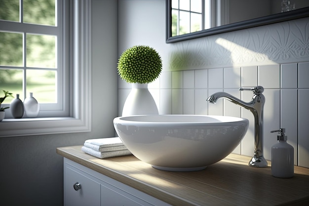 Stylish bathroom with sink and faucet