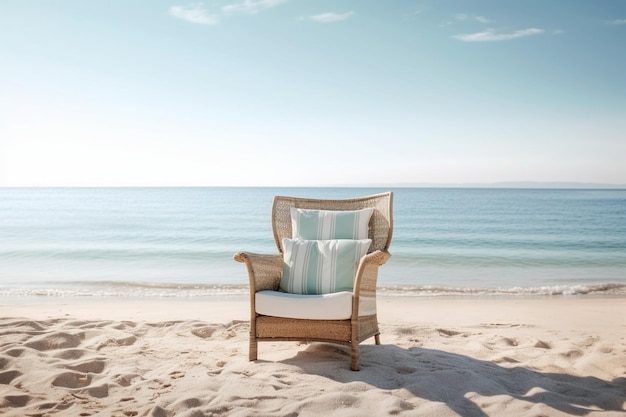 Stylish beach chair near the sea