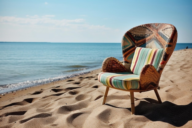 Stylish beach chair near the sea