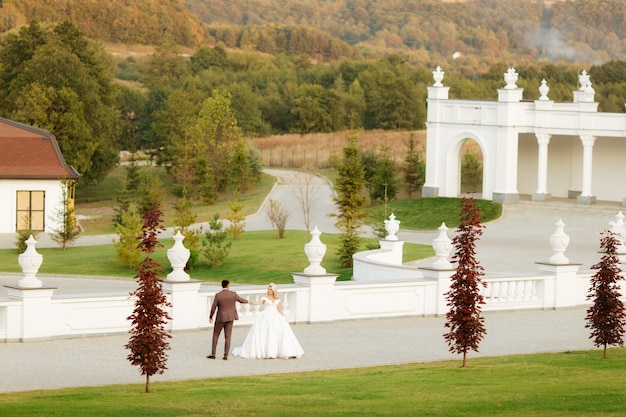 Alla moda bella sposa e sposo felici, celebrazioni di nozze