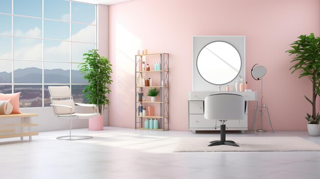 Photo stylish beauty salon interior hairdresser and makeup artist workplace