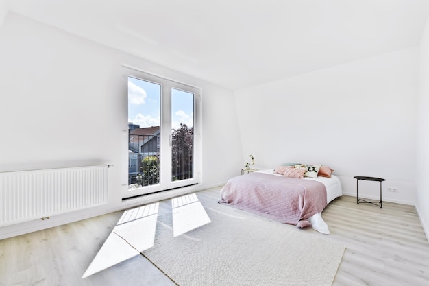 Stylish bedroom in minimalist style