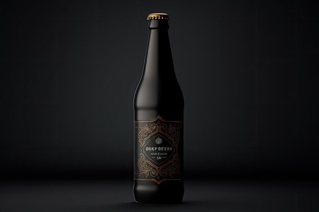 Foto elegante bottiglia di birra mockup carismatico design nero