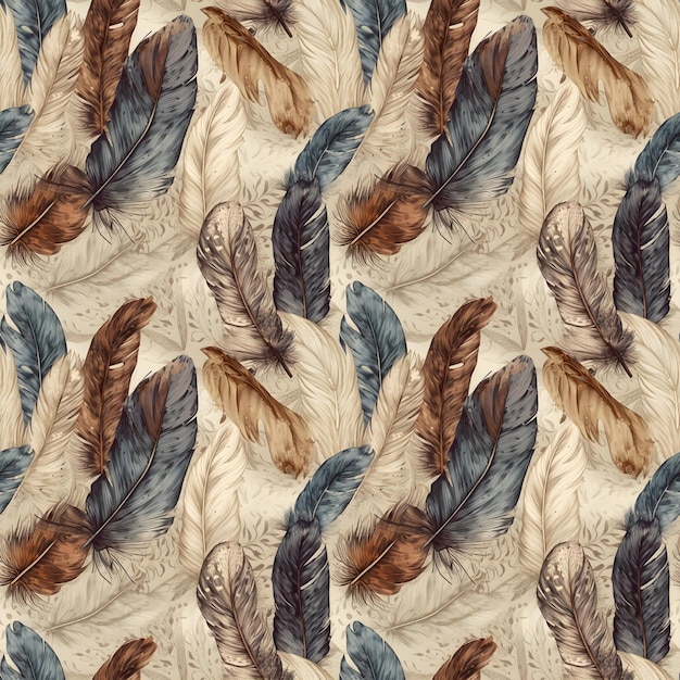 Stylish Bird Feathers Seamless Pattern