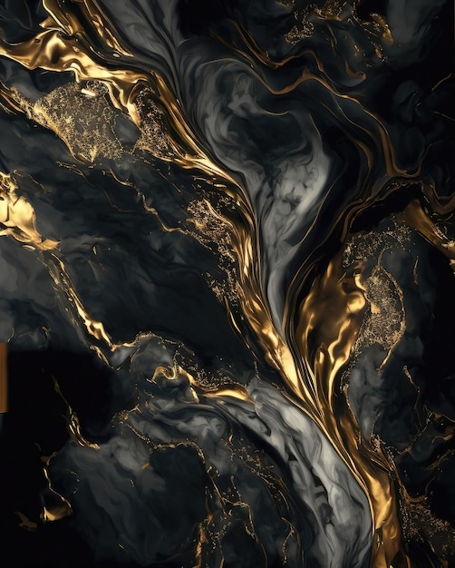 Stylish black and golden marble texture banner for trendy backdrops generative ai