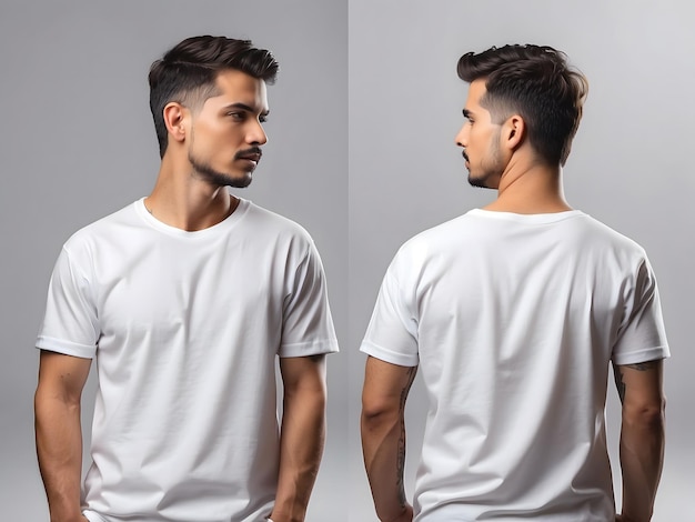 Foto magliette da uomo eleganti in bianco e nero mockup per il design con spazio di copia per il testo design vuoto