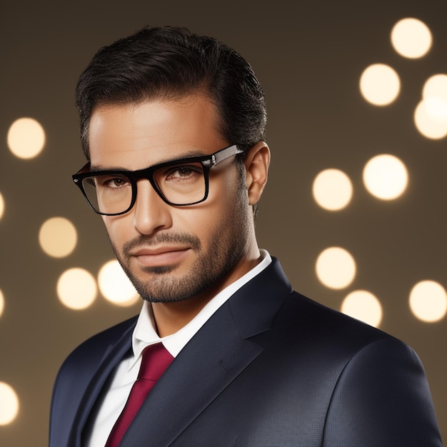 stylish brazilian man in suit and glasses