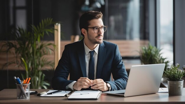 Stylish businessman working in a office