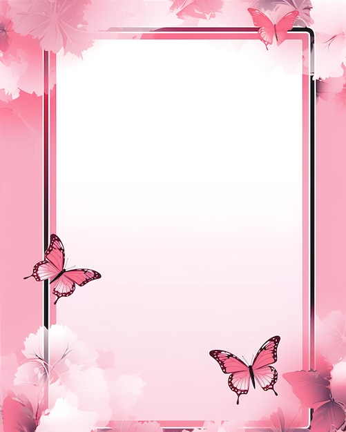 Stylish Butterflies on Pink Frame