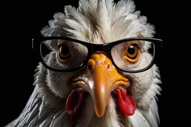 Photo stylish chicken in glasses