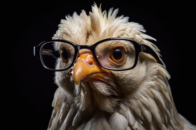 Photo stylish chicken in glasses