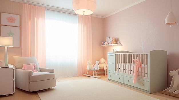 Stylish child's room interior with comfortable Ai generated