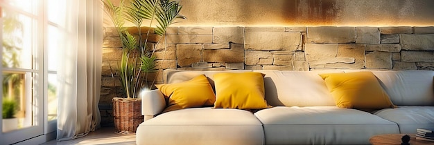 Foto comforto elegante nel soggiorno uno spazio moderno con un lussuoso divano elementi decorativi e un ambiente accogliente