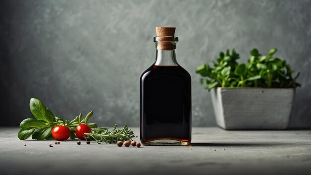 Stylish composition of balsamic vinegar with herbs