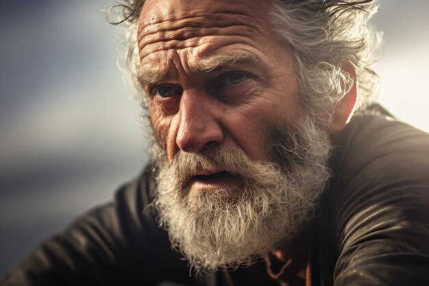 Foto uomo anziano elegante e sicuro di sé con la barba