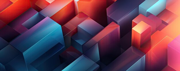 Stylish and contemporary background with overlapping shapes and vibrant gradients panorama