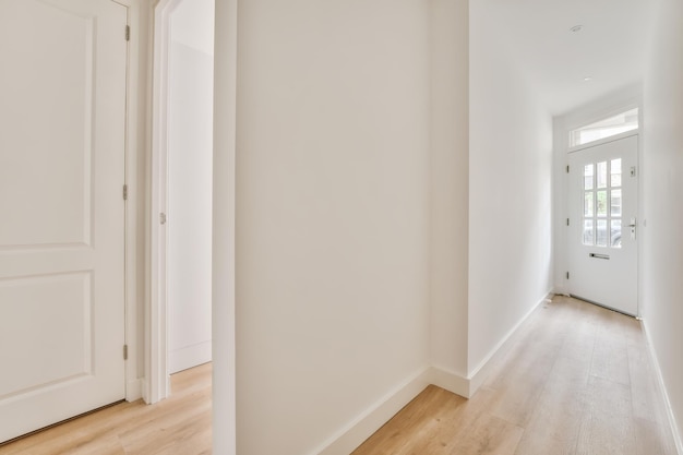 Stylish corridor with parquet floor