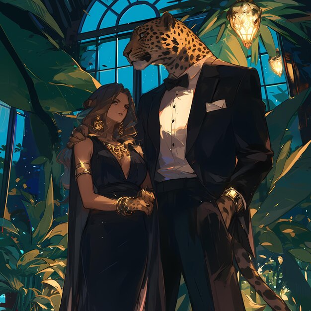 Stylish Couple in a Jungle Setting