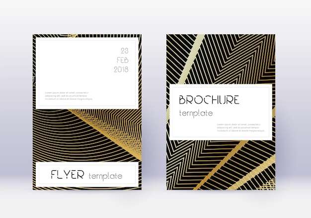 Stylish cover design template set gold abstract l