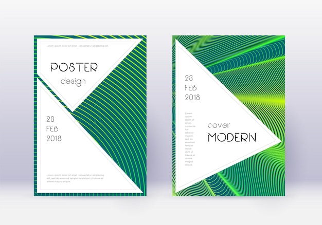 Stylish cover design template set Green abstract