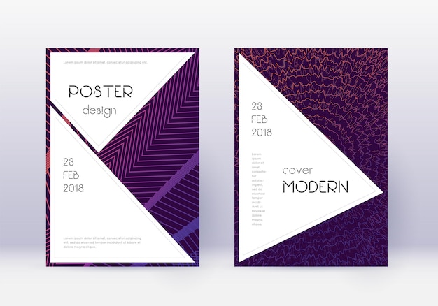 Photo stylish cover design template set violet abstract