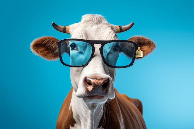 Стильная корова в синей студии
