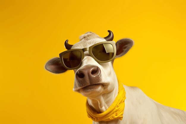 Stylish cow in sunglasses