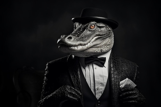 Stylish Crocodile in a Business Suit