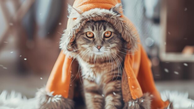 Stylish cute cat fashion style fashion show model russian cat walking