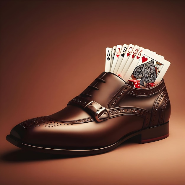 Photo a stylish dealers shoe filled with playing cards for blackjack games isolated on a plain professio