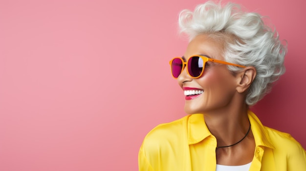 Stylish elder woman wearing sunglases