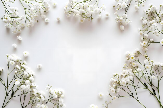 Stylish elegant feminine flat lay white floristic background copy space mockup