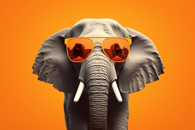 Stylish Elephant Illustration of Wild Gray Elephant in Trendy Sunglasses Generative AI