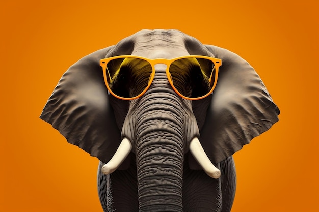 Stylish Elephant Illustration of Wild Gray Elephant in Trendy Sunglasses Generative AI