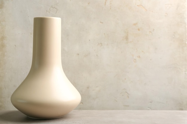 stylish empty ceramic vase on grey table space for text